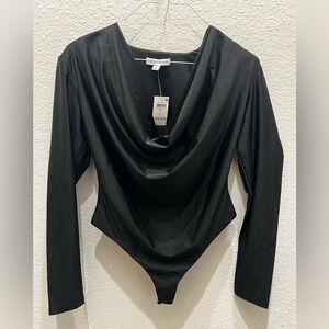 🆕 Elegant Black Drape Bodysuit
